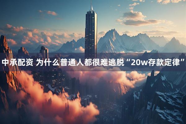 中承配资 为什么普通人都很难逃脱“20w存款定律”