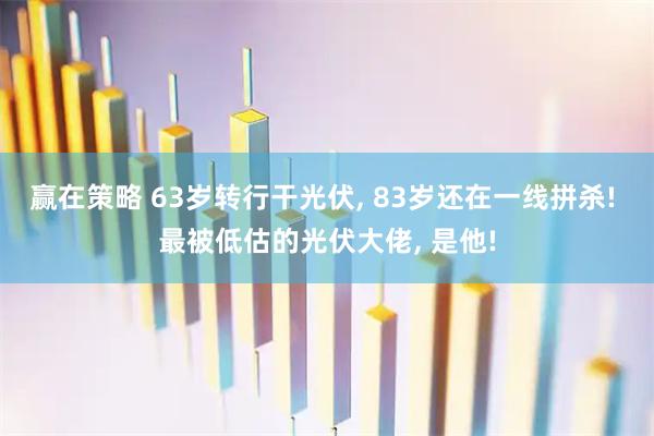 赢在策略 63岁转行干光伏, 83岁还在一线拼杀! 最被低估的光伏大佬, 是他!